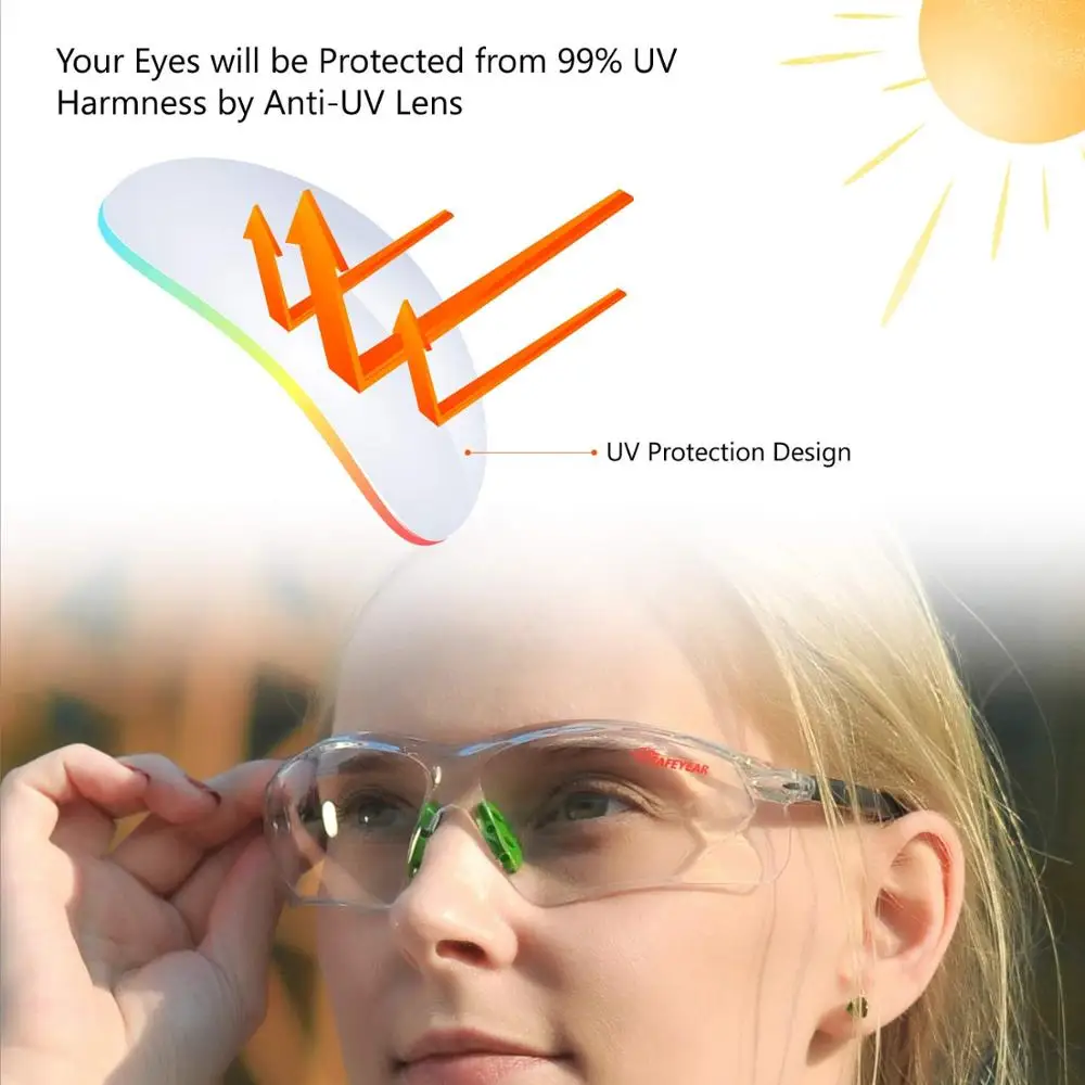 SAFEYEAR Safety Glasses Z87+ Lab Work Protective Anti-Fog Seal Eye Protection Goggles Work Glasses Anti-Scratch