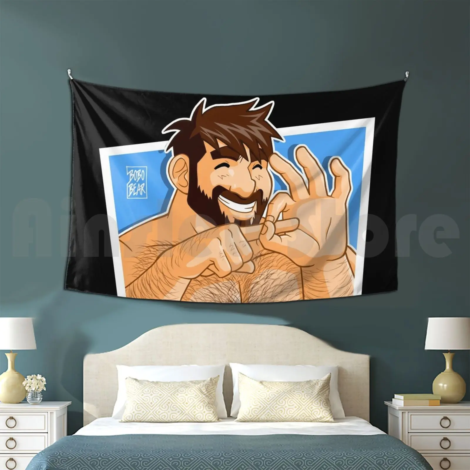 Adam Likes Fun Tapestry Living Room Bedroom Bobobear Bobobearart Bobo Bear Bear Bear Week Bear Weekend Otter Mens