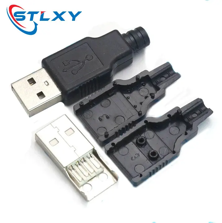 10set Type A Male USB 4 Pin Plug Socket Connector With Black Plastic Cover micro MK5P mini usb diy kit
