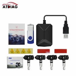 New TPMS for Android CAR DVD Car Tire Pressure Monitoring System USB Tire Sensors Alarm Monitoring System 4pcs/kit
