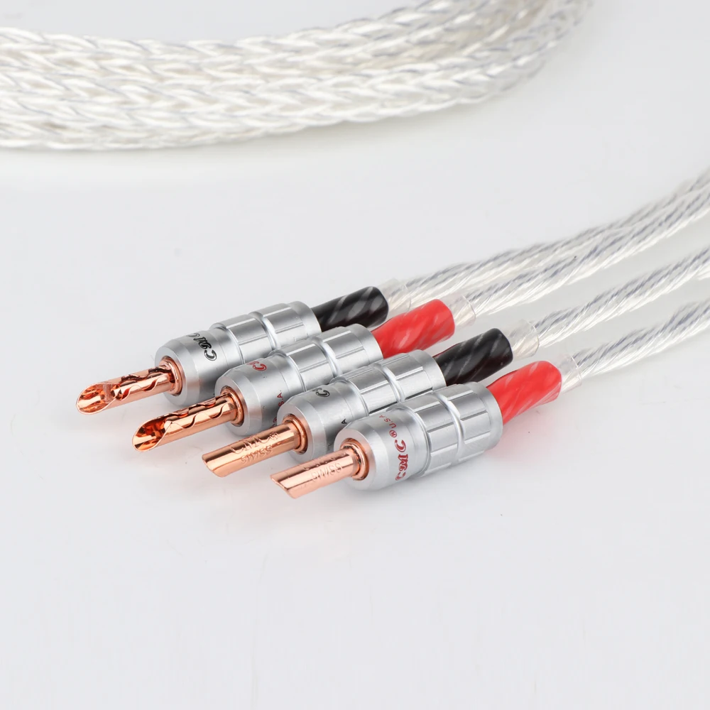 HIFI 증폭기용 8AG 8N OCC 도금 스피커 케이블 바나나 플러그 스피커 케이블 쌍