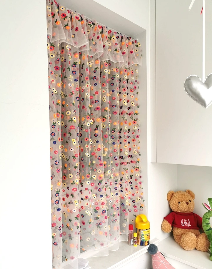 high density fine mesh gauze lace flower embroidery fabric DIY skirt clothing curtain table cloth fabric