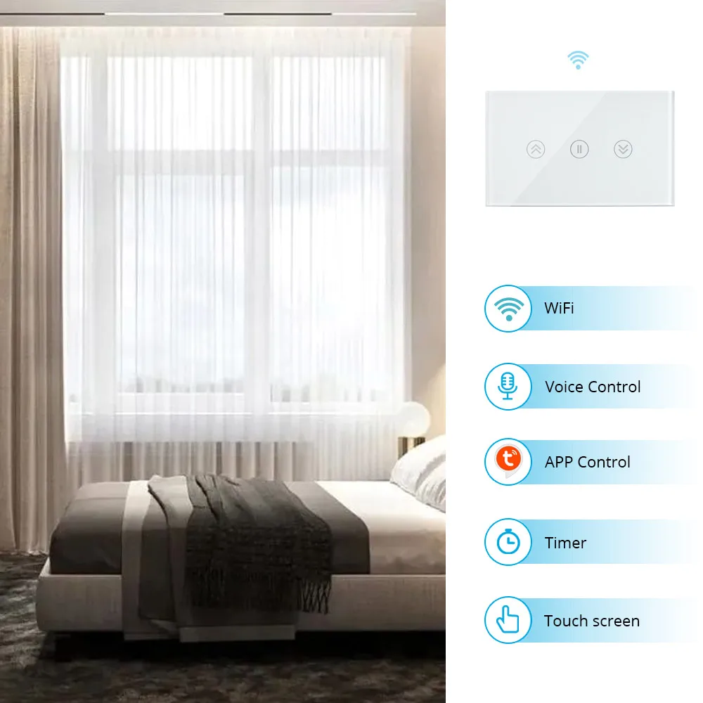 Zemismart US Curtain Switch Tuya WiFi Smart Life APP Voice Control by Alexa Google Home For Rolling Shutter Slide Garage