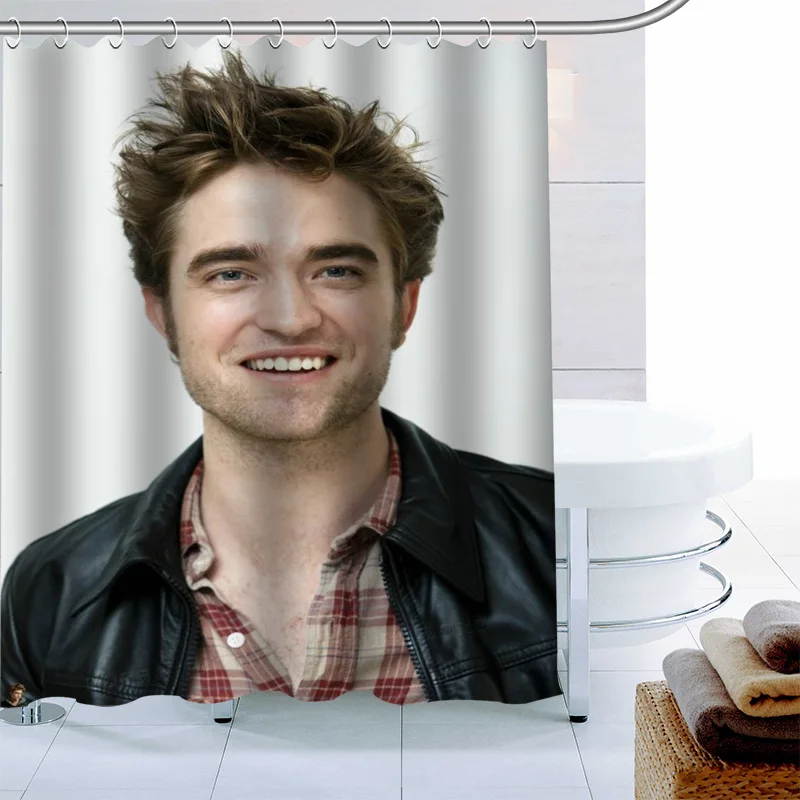 Custom Robert Pattinson Shower Curtain 12 Hook Polyester Fabric 3D Printing Bathroom Curtain Waterproof Bath Curtain Decor