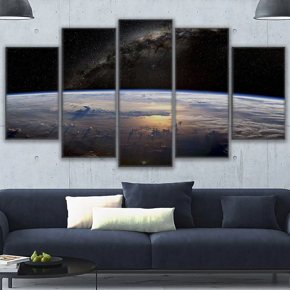 

5 Panel Space Universe Planet Landscape Pictures Posters Wall Art Home Decor Canvas HD Prints Paintings Living Room Decoration