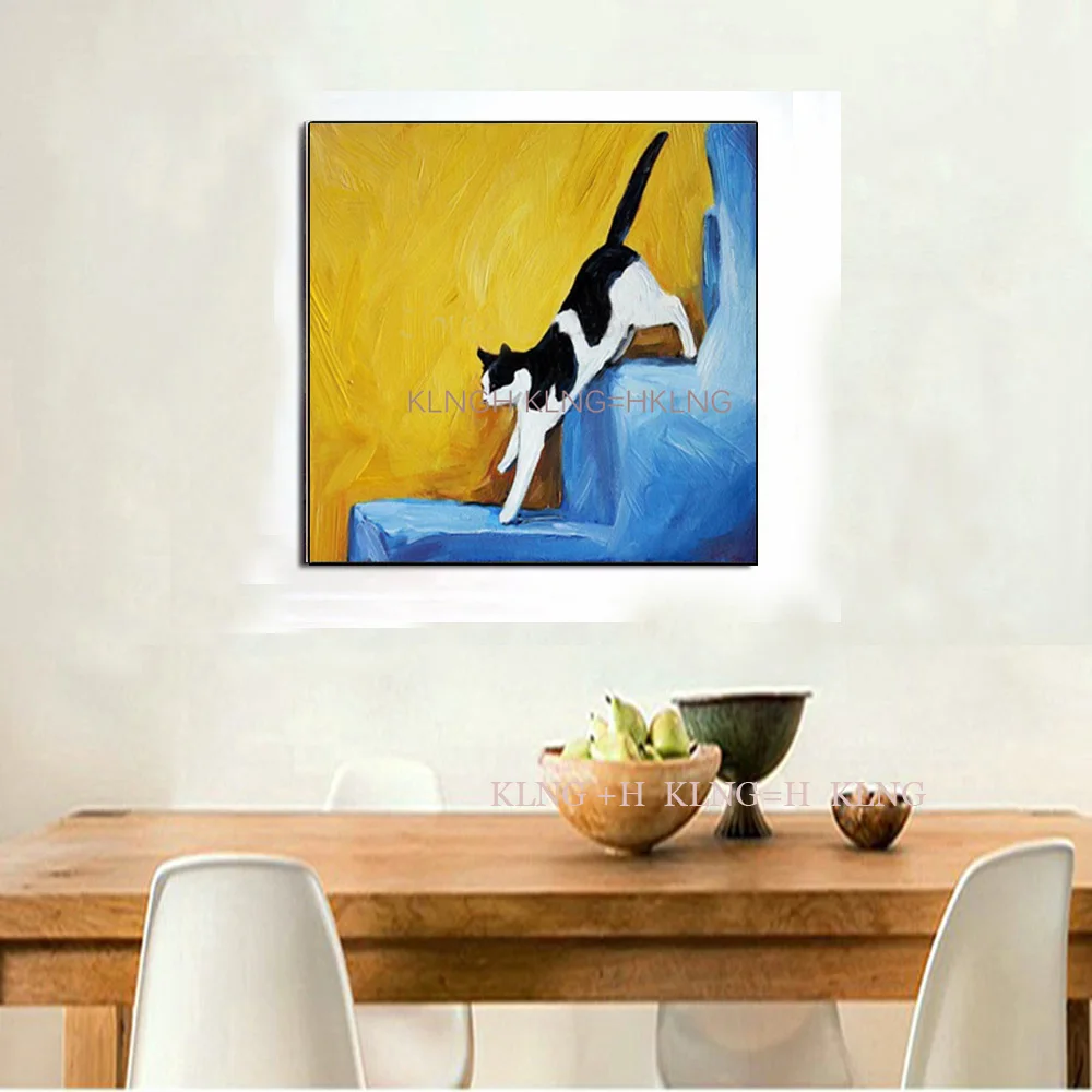 Samples are the latest rage animal modern hand-painted oil painting abstract cat cat decoration and sofa children room restauran