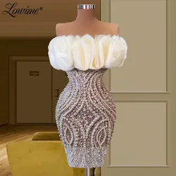 Pearls Party Cocktail Dresses Boat Neck Short Prom Dresses 2022 For Women Celebrity Runway Evening Dress Birthday Party Dress