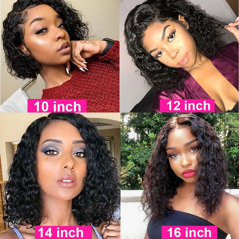 Short Water Wave Bob Wig Wet And Wavy13x4 Lace Frontal Water Wave Bob Wig Malaysian 4x4 Closure Human Hair Wigs For Women Hair