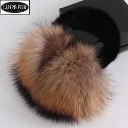 Venda quente 100% natural real pele de raposa earmuffs inverno feminino quente pelúcia grande pele de raposa orelha muff rússia macio com pele de vison real earflaps