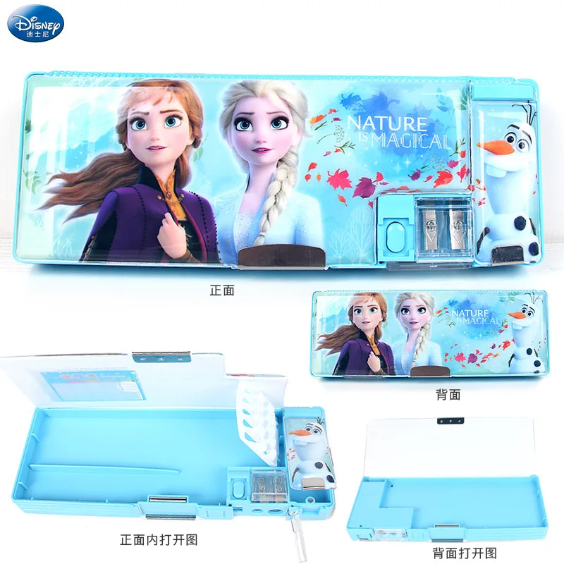 Imagem -05 - Disney Frozen Bonito Colorido Papelaria Caixa Multifuncional Grande Capacidade Lápis Case com Lápis Sharpener Escola Suprimentos Presente