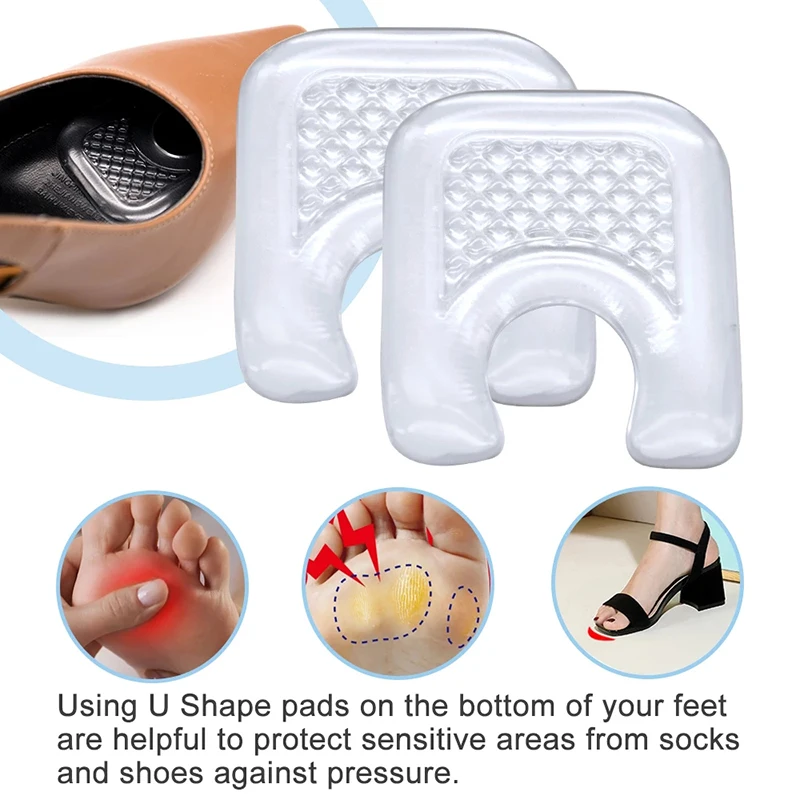 4pcs Toe Protector U-Shaped Gel Callus Pads Waterproof Foot Corn Protector Sticker Reduce Rubbing Reusable Callus Cushions