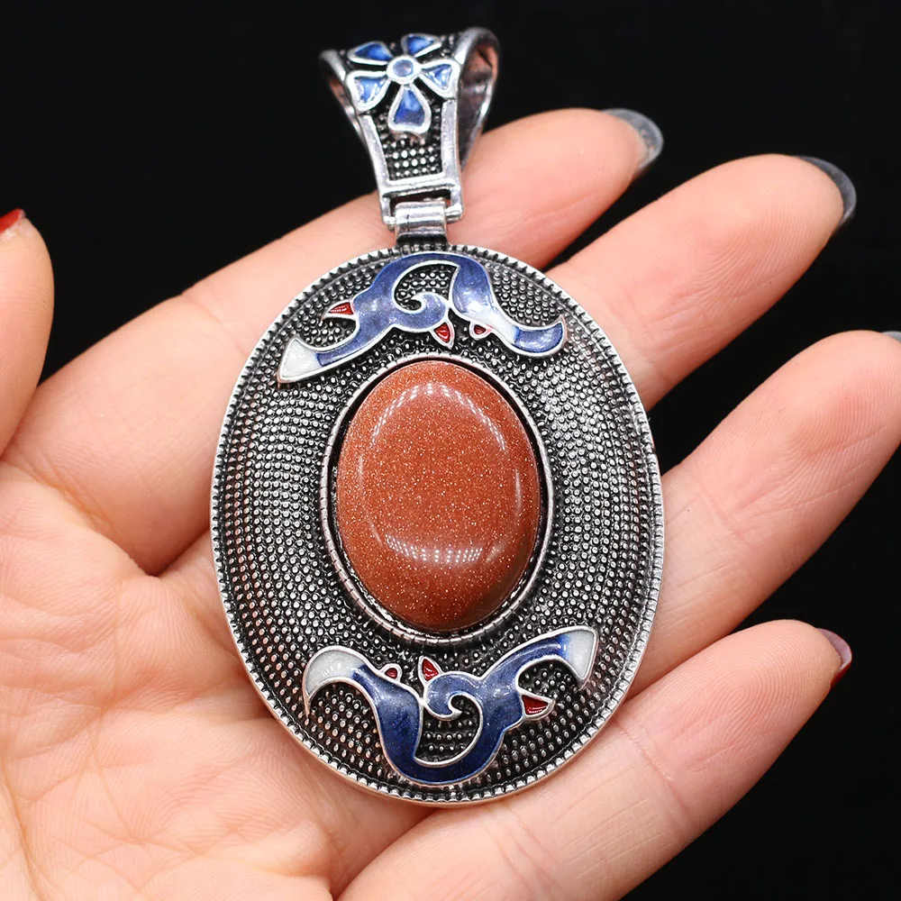 New Fashion Ethnic Cloisonne Pendant Natural Stone Tiger Eye Pink Quartz Shell Charms for Women\'s DIY Necklace Jewelry Making