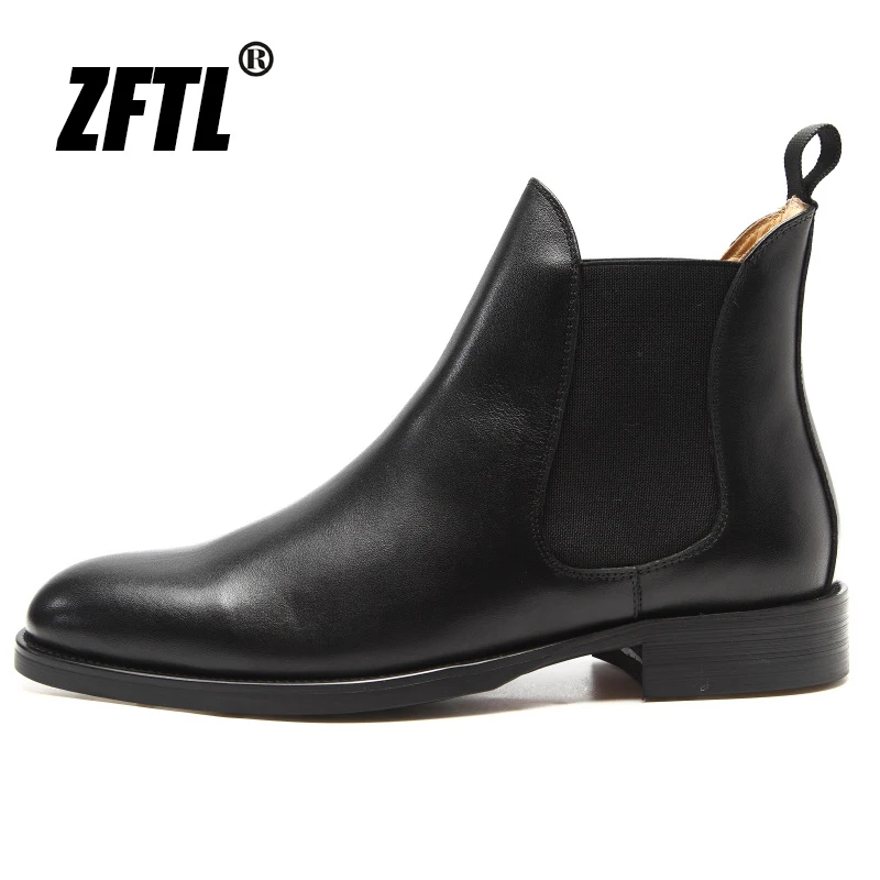 ZFTL Men Ankle boots Chelsea man boots male Business fashion man slip-on boots large size Genuine leather Knight men's boots2023