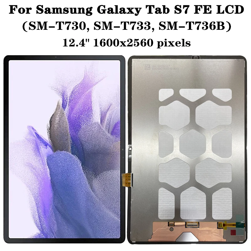 New LCD test For Samsung  Tab S7 FE Wi-Fi SM-T730, SM-T733 LCD Display Touch Screen Digitizer For  Tab S7 FE 5G SM-T736B