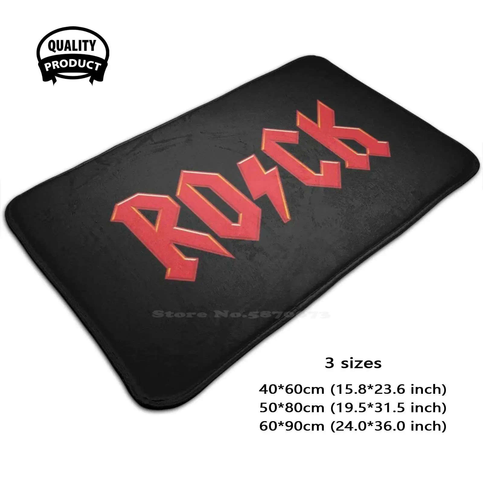 Rock Music Logo Mashup Soft Cushion Home Carpet Door Mat Car Rug Band Angus Young Lightning Bolt Vintage Music Australian