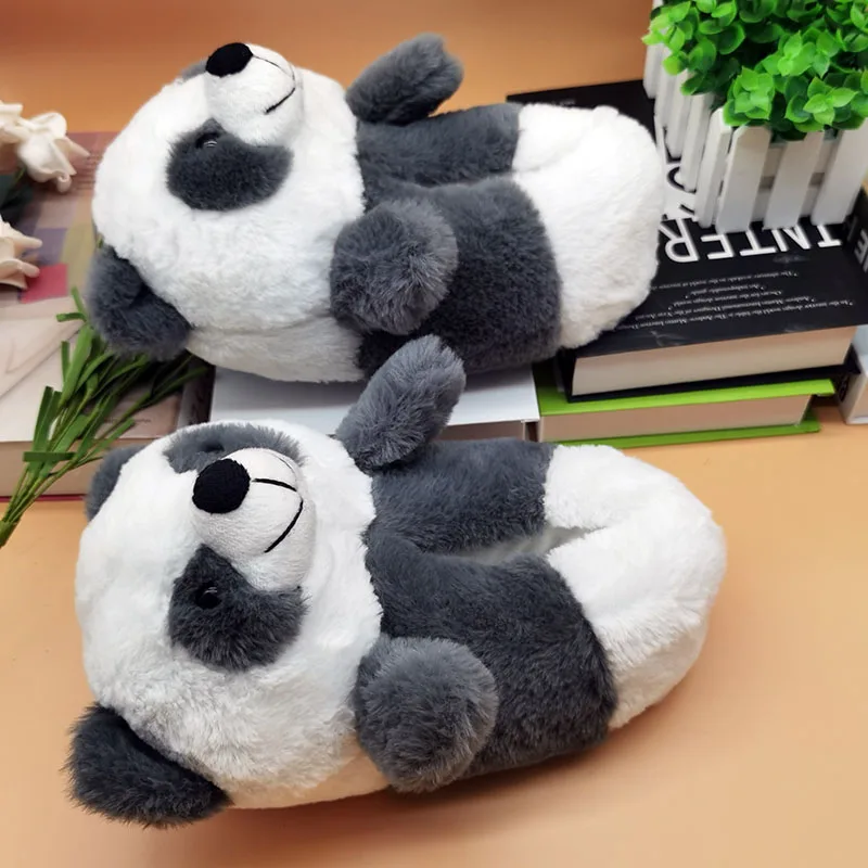 panda Indoor Slippers Special offer custom a warm winter lovers home slippers thick hard bottom shoes on floor lovers shoes