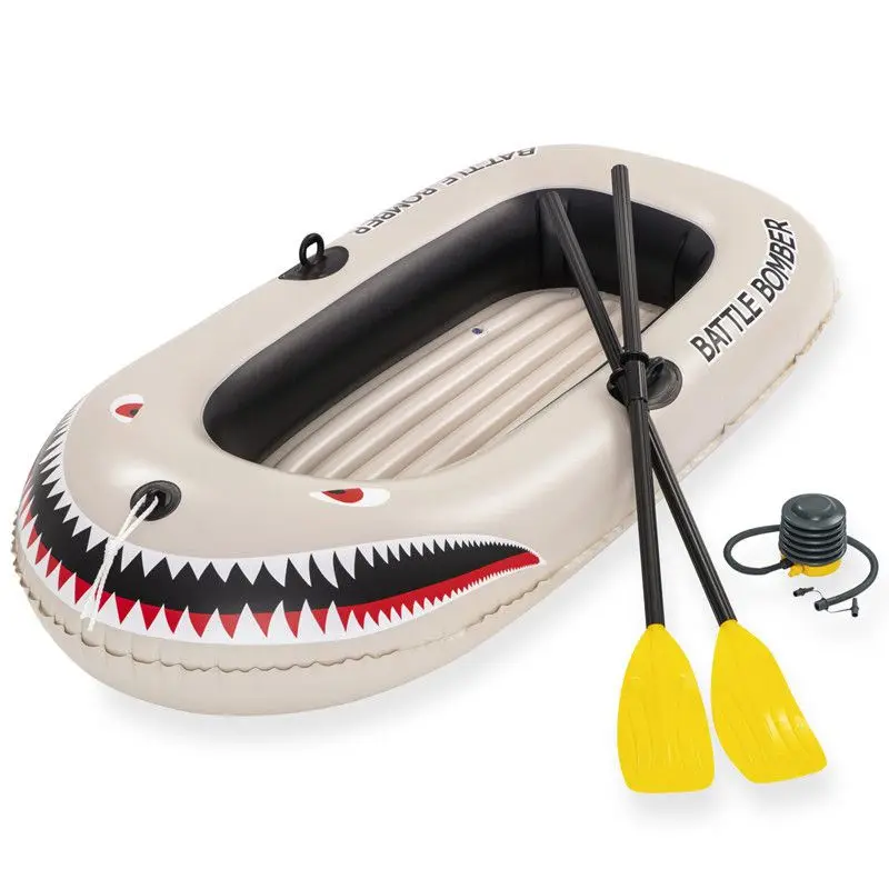 

184cmx91cm River Lake Inflatable Two Person Shark Paddle Boat Family Camping Fishing Boat