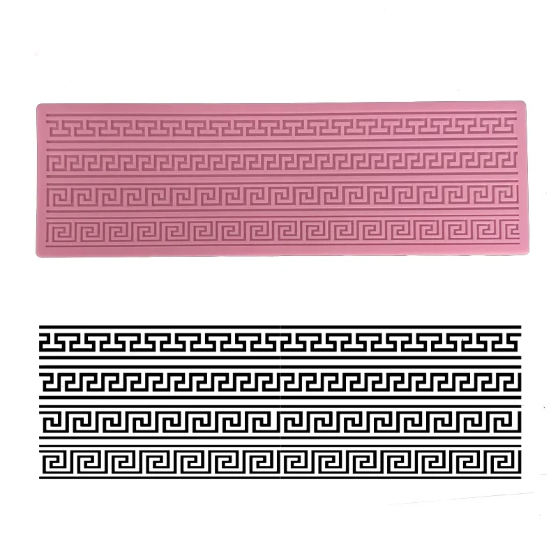 Grid Cake Lace Mat Strip Lace Silicone Mould Cake Edge Decoration Tool Sugar Craft Embossing Mould K875