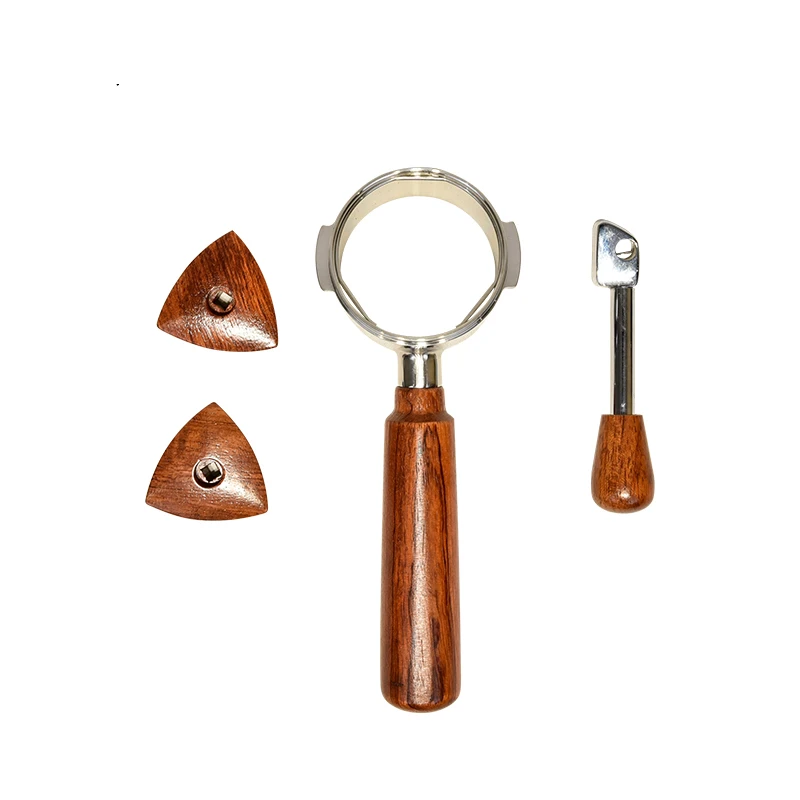 Welhome/WPM KD-310/310VP/310J2/320 مجموعة الحبوب الخشبية ملحقات مطرقة المسحوق بدون قاع Portafilter ملحقات مقبض رافعة الخشب