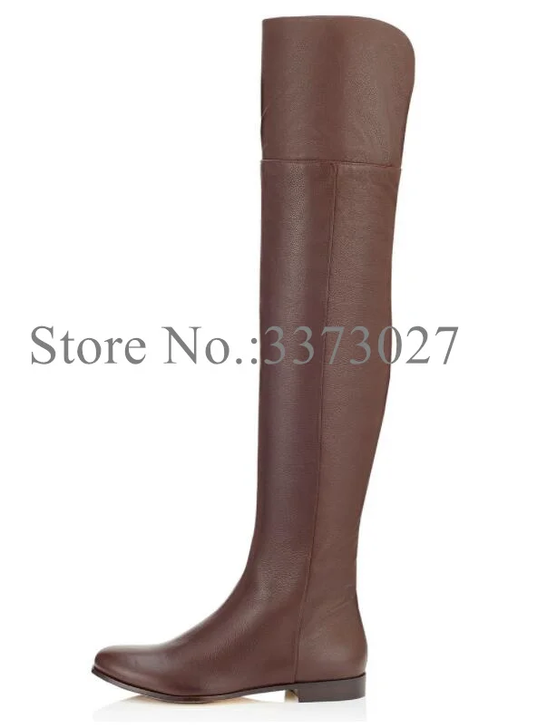 New Brown Leather Woman Flat Long Boots Fashion Black Large Size Lady Over the Knee Boots Sexy Female Casual Boots Dropship