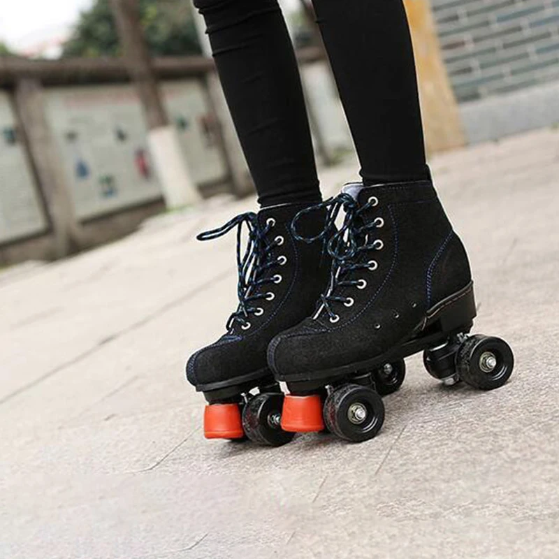 Patins à roulettes double nucleWheel pour hommes et femmes, patins à roues alignées, baskets noires pour adultes, 4 roues, 2 façades