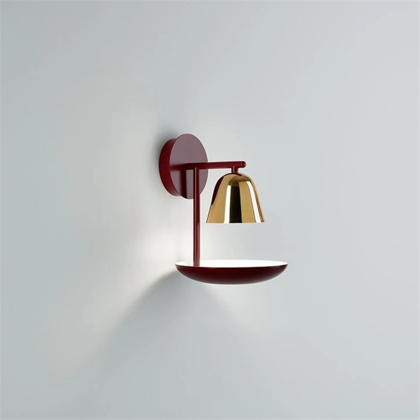 

Modern Magenta Tray Wall Lamps Living Room Background Nordic Metal Design Bedroom Sconce Wall Lights Study Aisle Hotel Lighting