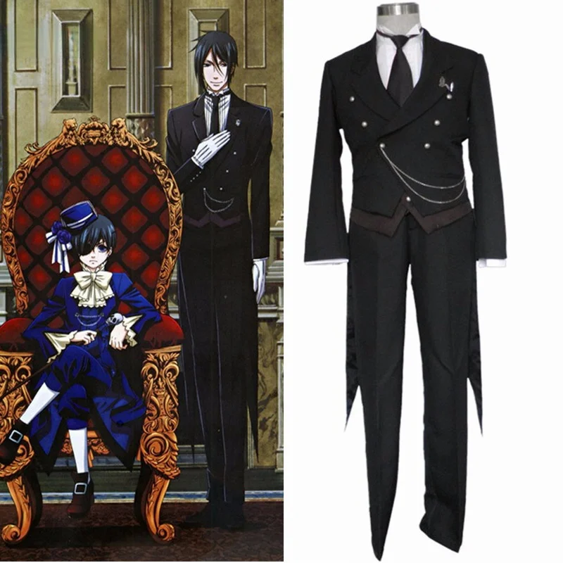 

Hot Black Butler 2 Kuroshitsuji Sebastian Cosplay Costume Sebastian Michaelis Any Size Closing For Halloween Christmas