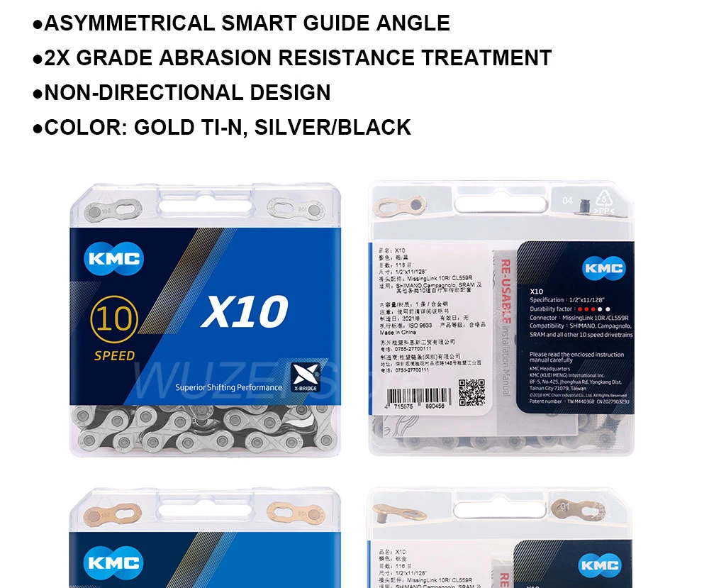 KMC X10 10 Geschwindigkeit Kette 116 Links Straße/Mountainbike Kette X10EPT X10EL X10SL Bike Kette Original Boxed – Detail 4