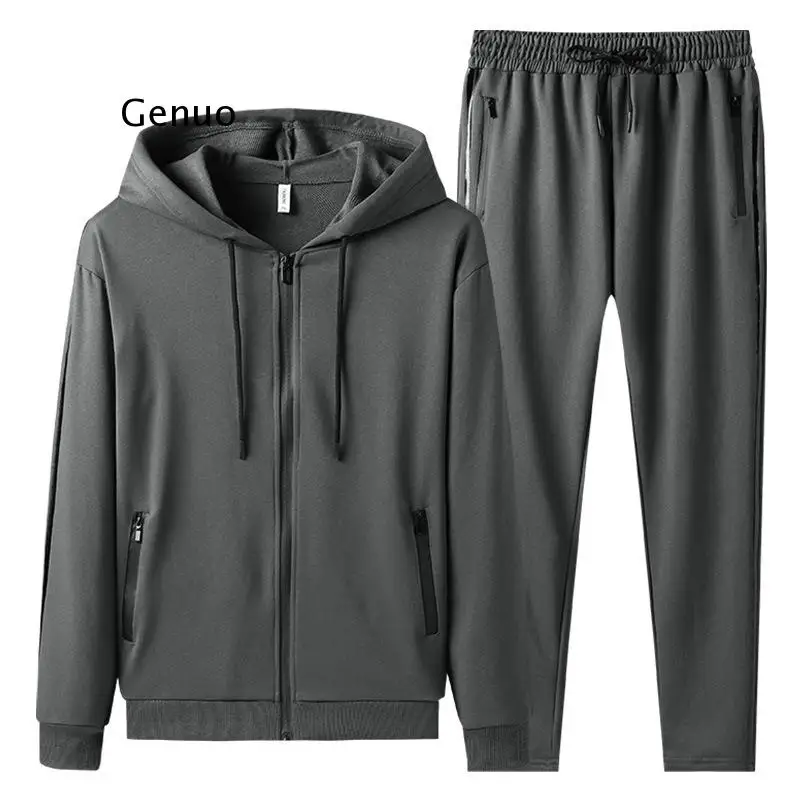 Men's Set Streetwear Spring Men Tracksuit 2021 Casual Hoodies Sportswear Mens Two Pieces Set Zipper Jacket+Pants Sports Suit