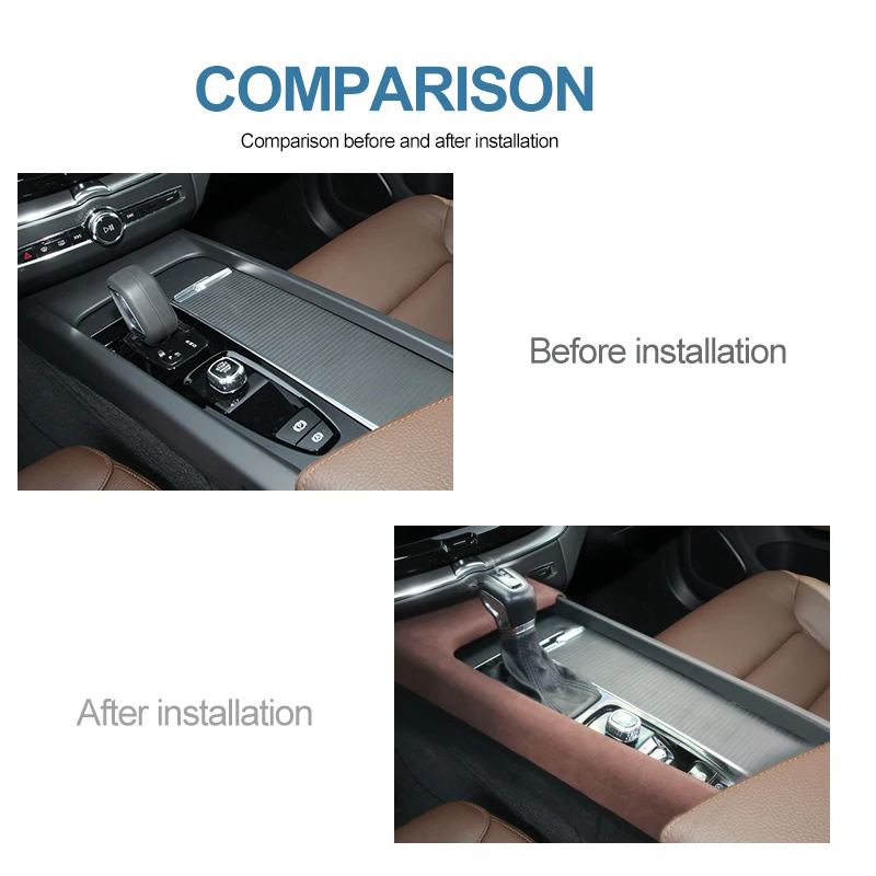 Car styling for volvo xc60 s60 v60 center control gear panel decoration suede/leather car sticker protection panel