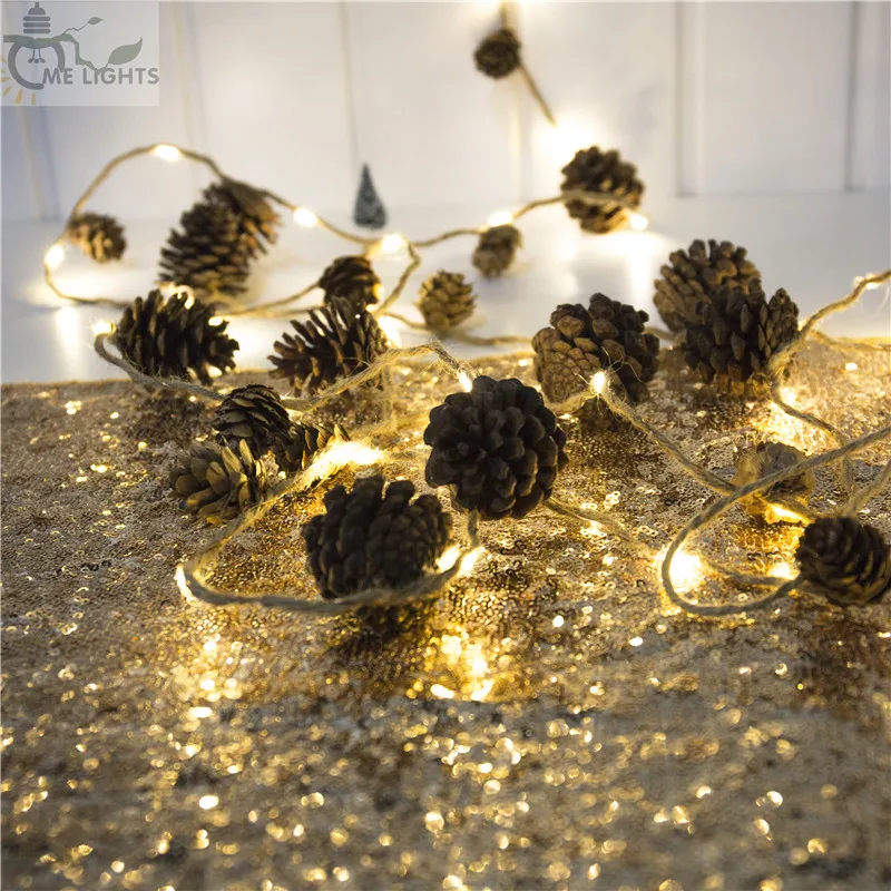 Pinecone Holiday Garland String LED Fairy Light Battery Powered For Outdoor Decoration Christmas Tree Patio Garden Halloween