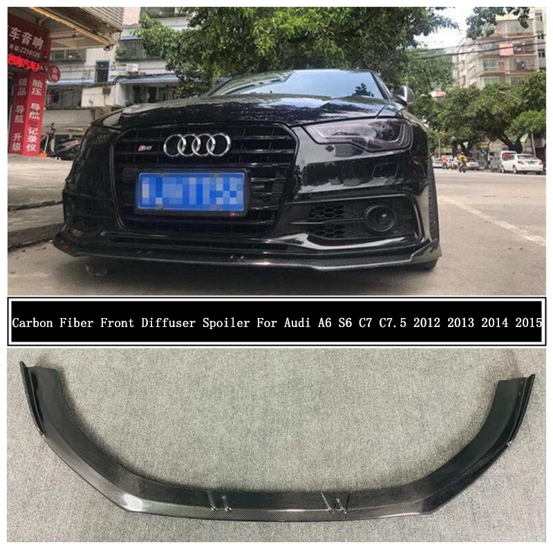 

For Audi A6 S Line S6 C7 2012 2013 2014 2015 Carbon Fiber Front Diffuser Lip Spoiler Bumper Splitter High Quality Accessories