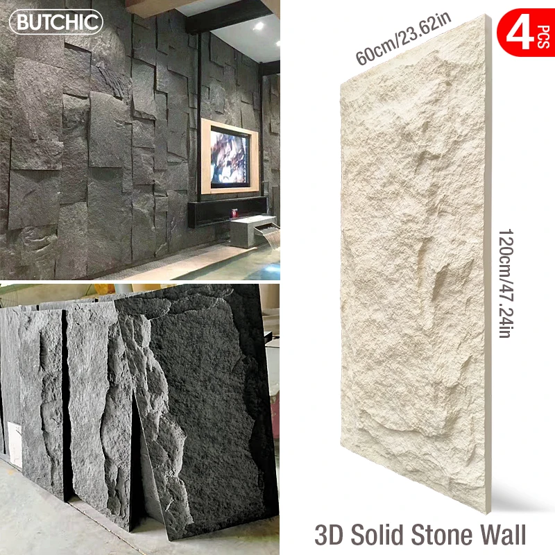 4 pcs 120x60cm high simulation stone 3D wall stickers stone pattern wallpaper wall covering living room 3D wall panel mold tile