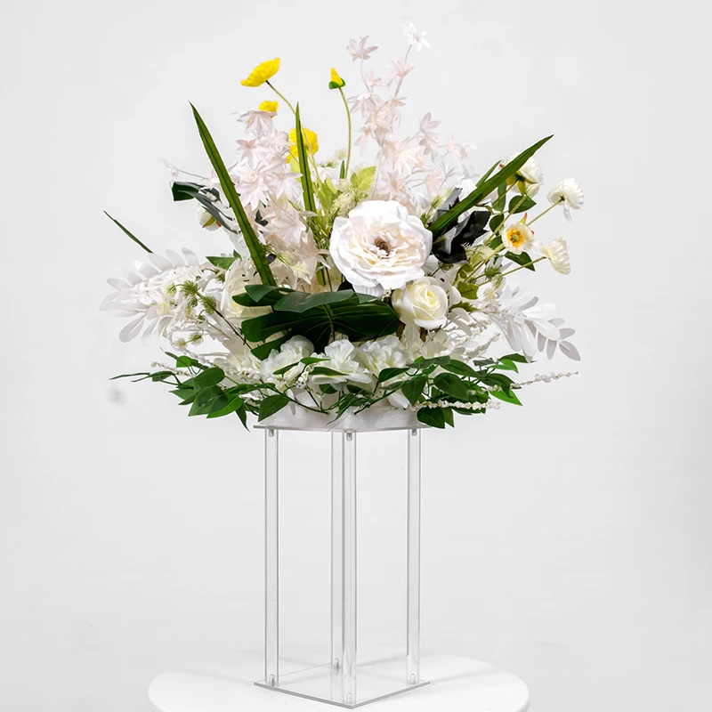 10 PCS Acrylic Floor Vase Clear Flowers Stand Table Centerpiece For Marriage Vintage Floral Columns Wedding Party Decoration