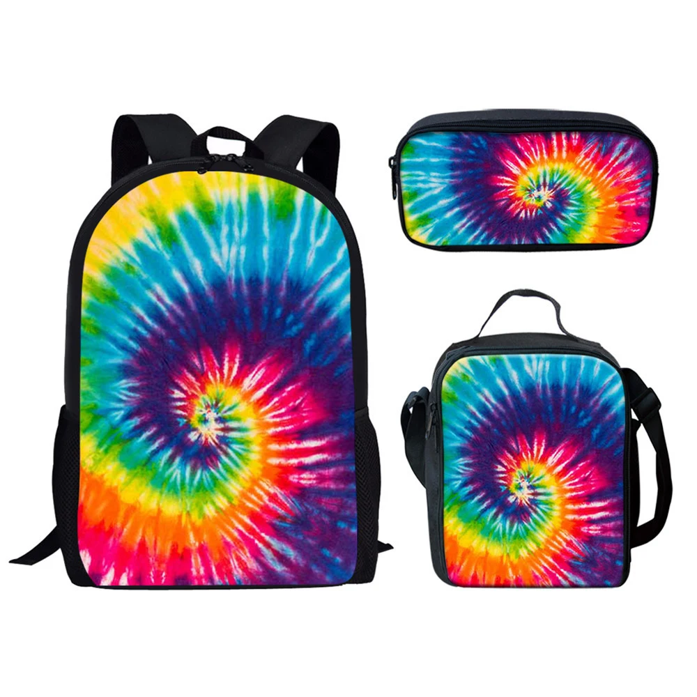 

Children Backpack For Teenager Boys Girls Colorful Rainbow Tie Dye Pattern Design Kids School Bags Zipper Book Bags Rucksack