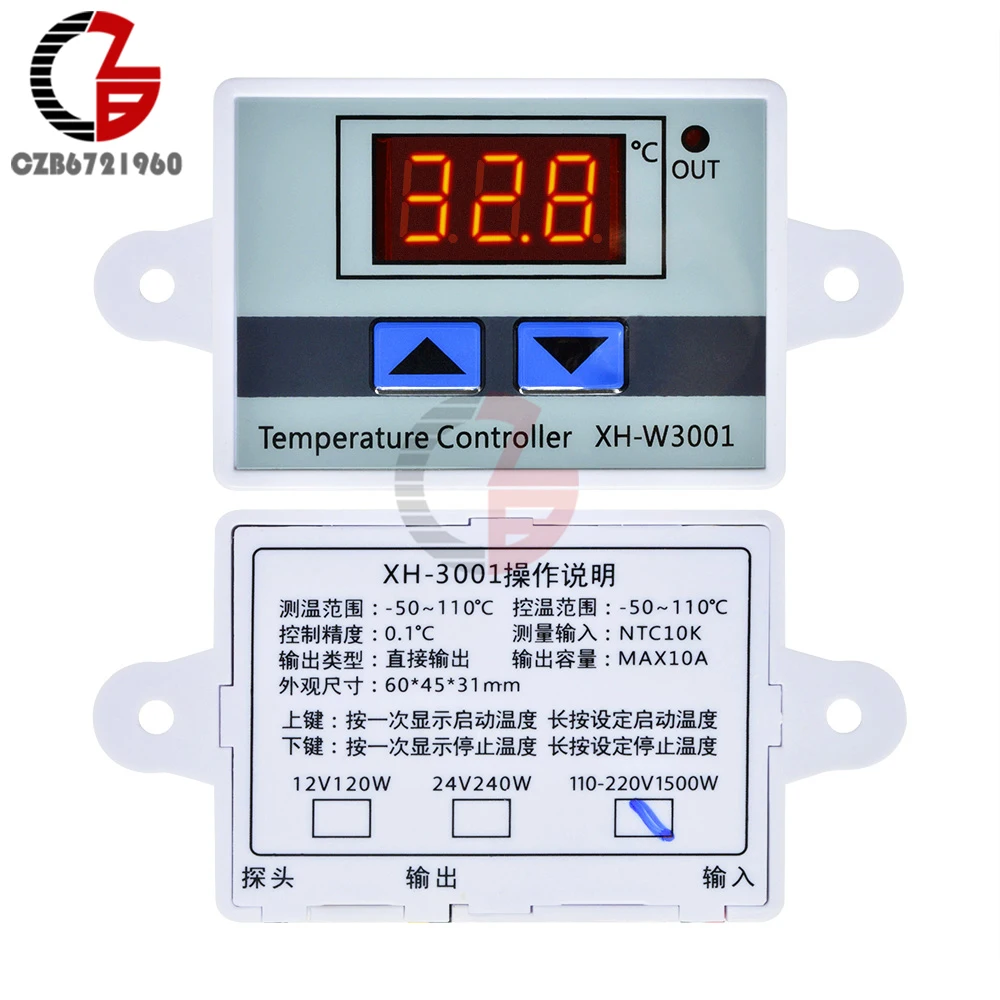 W3001 AC 110V 220V Isolated Voltage Regulator Digital Thermostat Temperature Controller Incubator Thermoregulator Thermometer