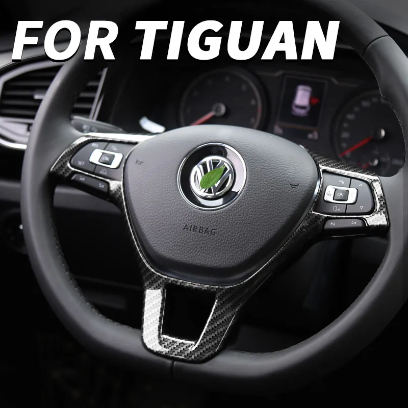 

For Volkswagen VW Tiguan MK2 2016 2017 2018 2019 2020 2021 Car Steering Wheel Decorative Frame Interior Modification Stickers