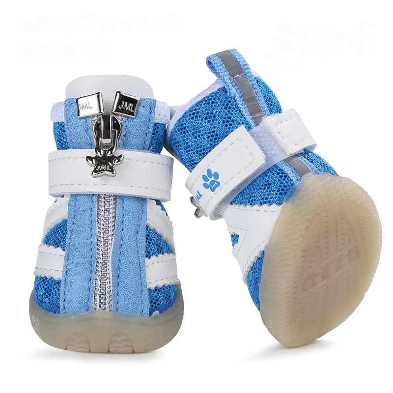 4 Pcs Dog Shoes Anti-slip Denim Sports Shoes Breathable Puppy Boots Canvas Outdoor Pets Shoes For Small Dogs Chihuahua