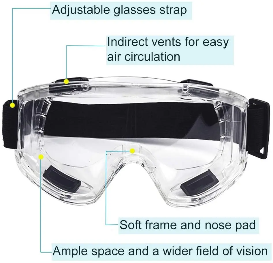 Safety Anti-Fog splash Goggle Dust-Proof Wind-Proof Labor Work Lab Eyewear Eye Protection Protective Research Glasses Clear Lens