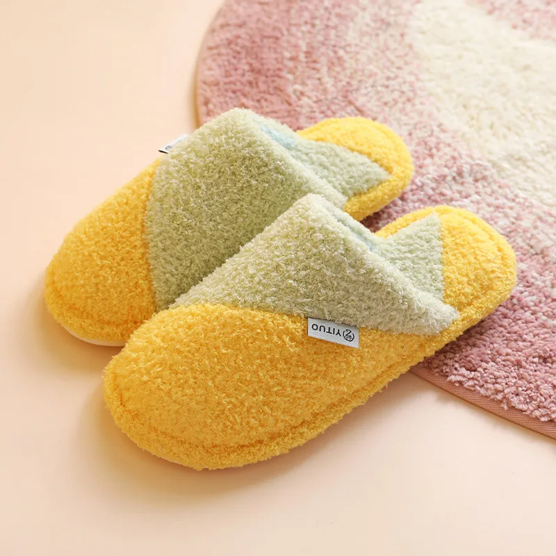 Men's and Women's Winter Cotton Slippers Home Interior Wood Floor Non-slip Warm Couple Home Winter Plush Drag Autumn