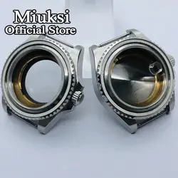 Miuksi 43mm silver watch case sapphire glass fit ETA2824 2836 NH35 36 Miyota 8205 8215 821A Mingzhu DG2813 3804 PT5000 movement