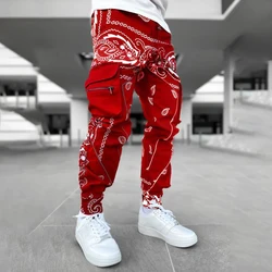 Pantalones Cargo de cachemira para hombre, Joggers reflectantes de moda, ropa de calle de gran tamaño, pantalones de Jogger Harajuku Hip Hop, pantalones negros