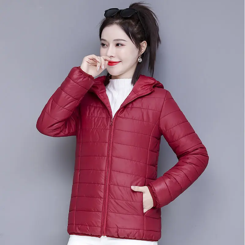 Mỏng Nhẹ Xuống Áo Khoác Nỉ Nữ Ngắn Áo Khoác Thu Đông Áo Khoác Hoodie Nữ Sinh Viên Rời Hàn Quốc Nhẹ Mùa Đông Quần Áo C