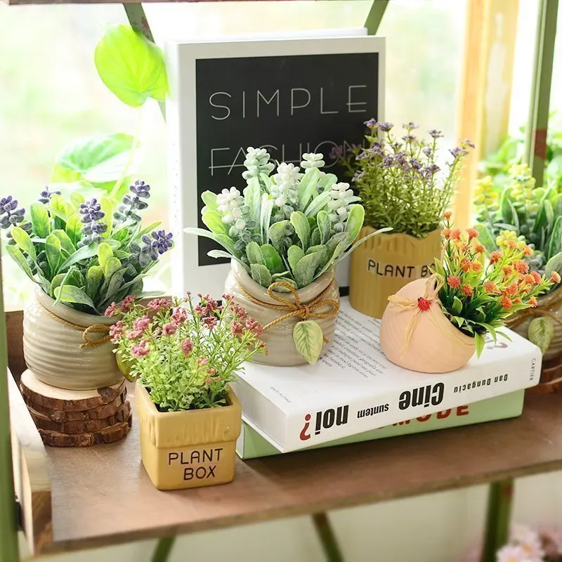 

Simulation plant small potted artificial flower decoration home living room indoor green plant desktop decoration flower set