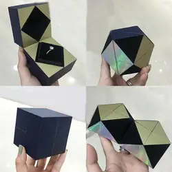 Caja de anillo creativa para anillo y pendientes, caja de joyería de rompecabezas, estuche giratorio de cubo mágico, adecuado para confisar propuesta de matrimonio