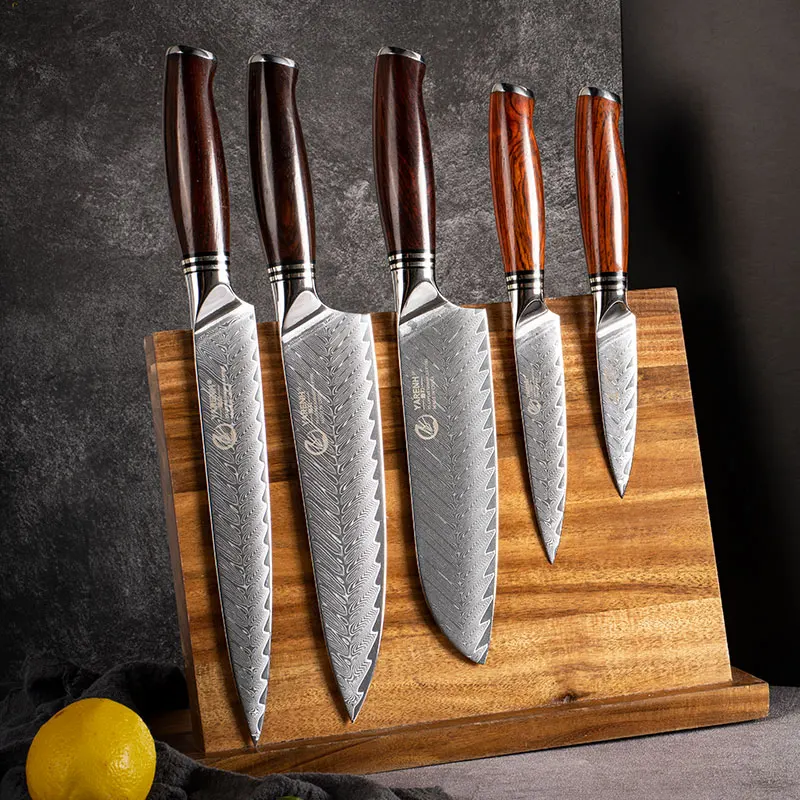 YARENH 2-5 Pcs Kitchen Knife Set 73 Layers Japanese Damascus Professional Utility Cooking Chef Knife Set Dalbergia Wood Handle