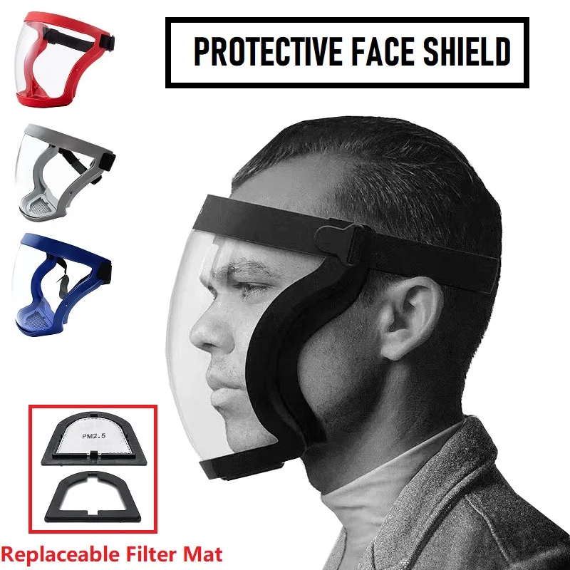 High Transparency Anti-lampblack Anti-saliva Safety Head Cover With Filter Kitchen Oil-splash Proof Full Face Shield CyclingMask