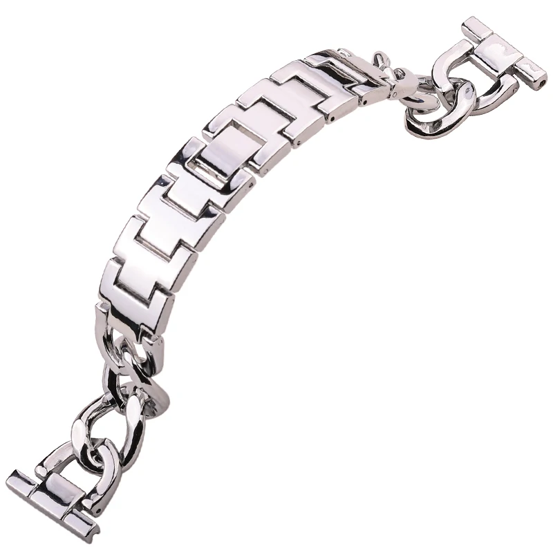 Stainless Steel Watch Strap Bracelet Silver Polished Women Men Fashion Watchband 20mm 22mm Accessories