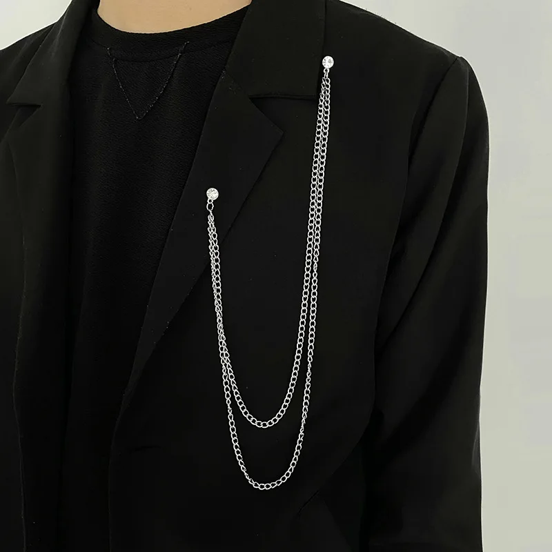 High-end-Mode Kristall Tasser Brosche Lange Kette Männer Anzug Schal Schnalle Kragen Pins Luxulry Schmuck Geschenke für Frauen Zubehör – Detail 1