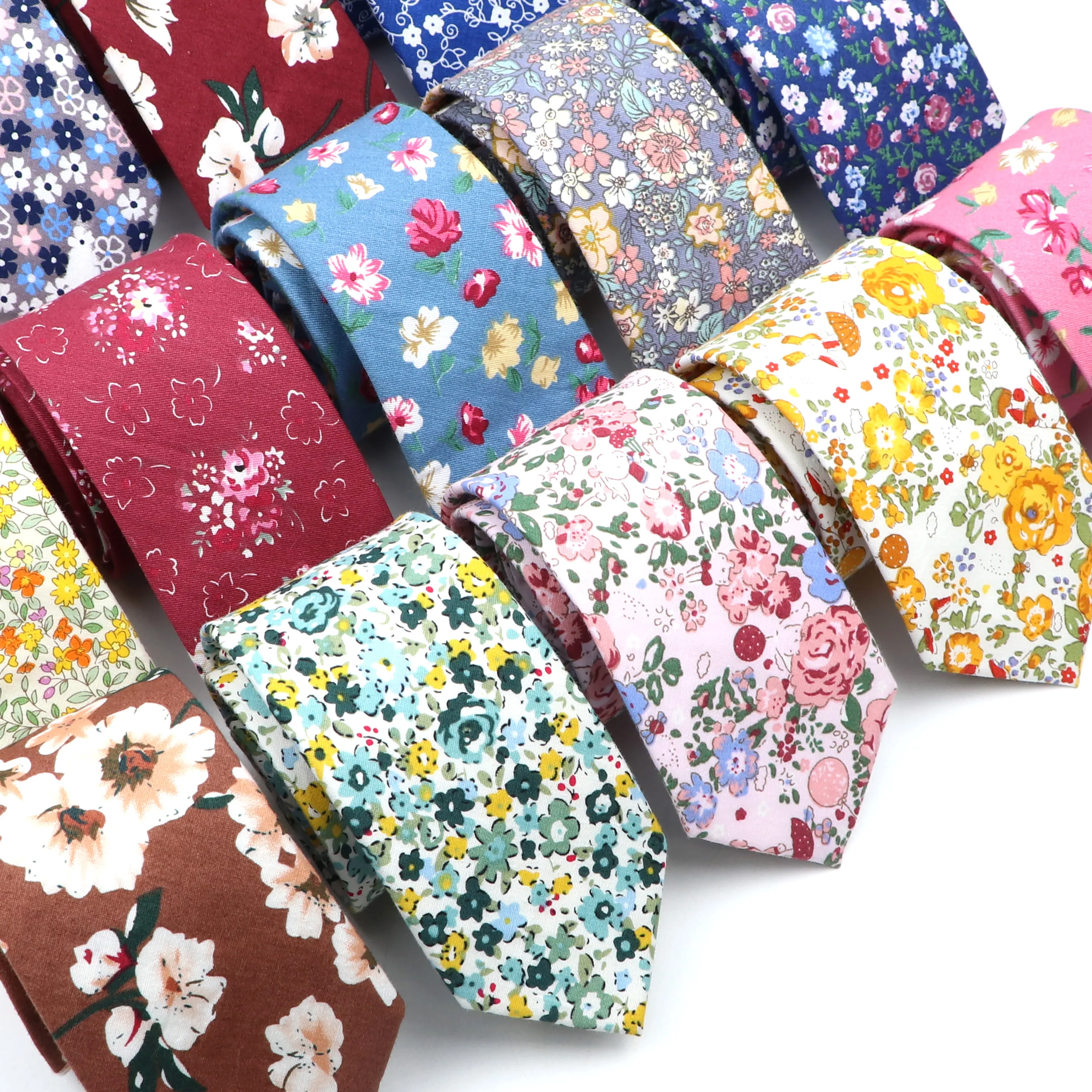 New Men's Floral Neck Ties Casual Cotton Slim Tie Skinny Wedding Party Suit Collar Flower Neckties Gravata Accessories Gift